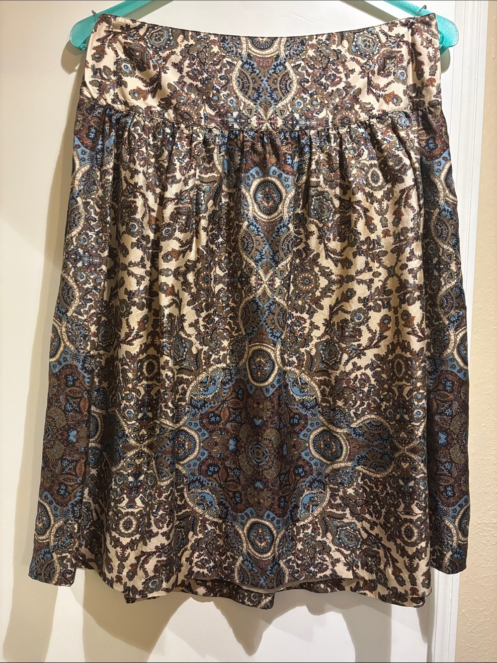 Banana Republic Paisley A-Line Skirt in Cream, Brown & Blue